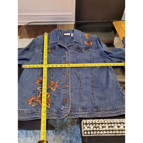 Alfred Dunner Womens Blue Denim Ramie Long Sleeve Buttons Front Jacket Blazer 20 - Picture 10 of 10